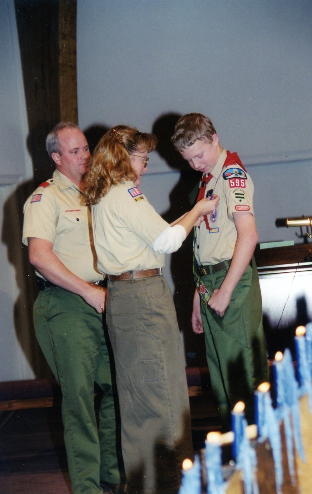 Benjamin Schoettmer receiving recognition at a Boy Scouts ceremony.
